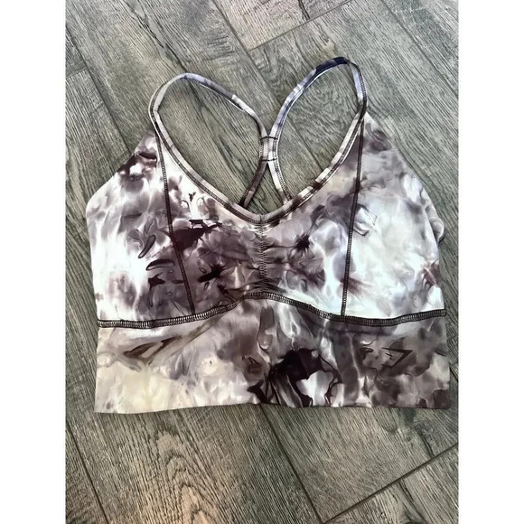 Gymshark Cement Brown Spray Tie Dye Elevate Longline Sports Bra Size Small - Picture 1 of 3
